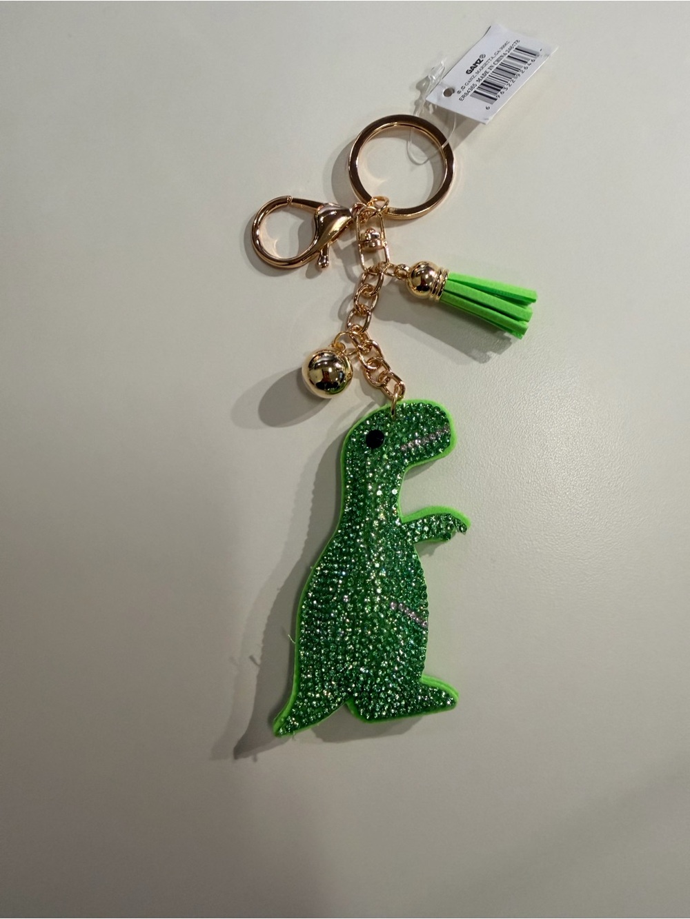 Green Rhinestone Dinosaur Keychain with Gold Hardware ✨NWT✨